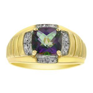 1.20 Carat Rainbow Topaz & 0.04 Carat Diamond Ring
